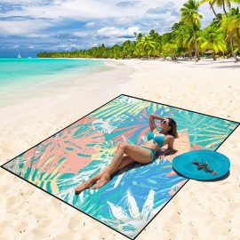 WIWIGO Beach Blanket Waterproof Sandproof Beach Mat 79 X 83/10\'x9\'for 2-8 Adults Quick Drying Outdoor Picnic Mat Beach Accessories for Travel, Camping, Hiking