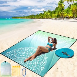 WIWIGO Beach Blanket Waterproof Sandproof Beach Mat 79 X 83/10\'x9\'for 2-8 Adults Quick Drying Outdoor Picnic Mat Beach Accessories for Travel, Camping, Hiking