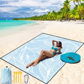 WIWIGO Beach Blanket Waterproof Sandproof Beach Mat 79 X 83/10\'x9\'for 2-8 Adults Quick Drying Outdoor Picnic Mat Beach Accessories for Travel, Camping, Hiking