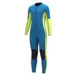 Hevto Wetsuits Kids Child Boy Girl Youth Toddler 2mm Neoprene Full Wet Suits Keep Warm Front Zip for Surfing Swimming Diving (K1-Green, 10 Slim)