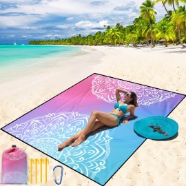WIWIGO Beach Blanket Waterproof Sandproof Beach Mat 79 X 83/10\'x9\'for 2-8 Adults Quick Drying Outdoor Picnic Mat Beach Accessories for Travel, Camping, Hiking