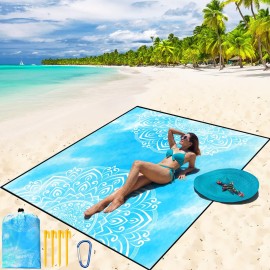 WIWIGO Beach Blanket Waterproof Sandproof Beach Mat 79 X 83/10\'x9\'for 2-8 Adults Quick Drying Outdoor Picnic Mat Beach Accessories for Travel, Camping, Hiking