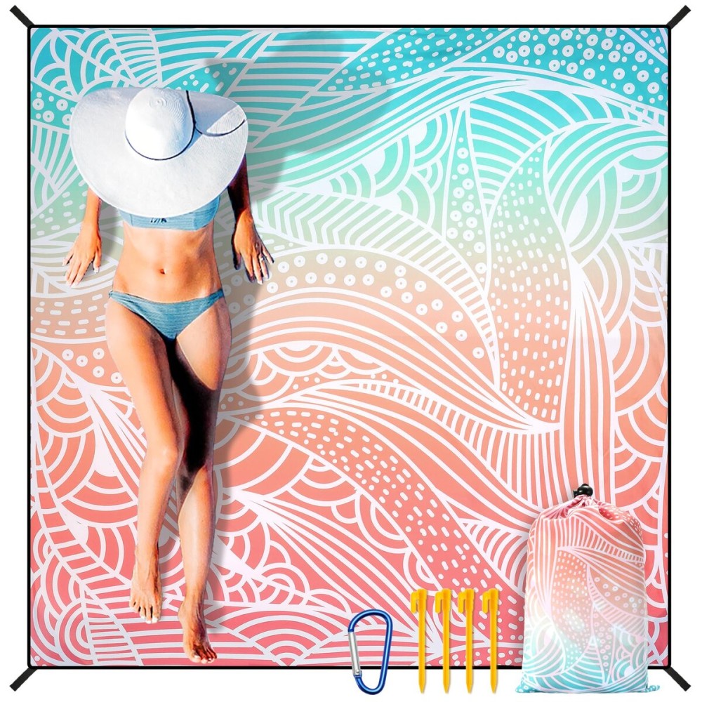 HIHOHO Beach Blanket Waterproof Sandproof Extra Large Beach Mat 79 X 83/120x108for 1-8 Adults Quick Drying Durable Outdoor Picnic Mat for Beach Travel Camping Hiking