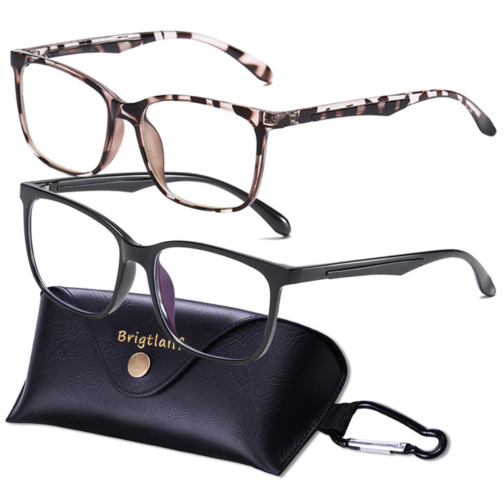 Brigtlaiff Round Blue Light Blocking Glasses for Men Women, Computer Gaming TV Glasses Anti Eyestrain with Metal Frame (Black+Leopard)