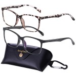 Brigtlaiff Round Blue Light Blocking Glasses for Men Women, Computer Gaming TV Glasses Anti Eyestrain with Metal Frame (Black+Leopard)