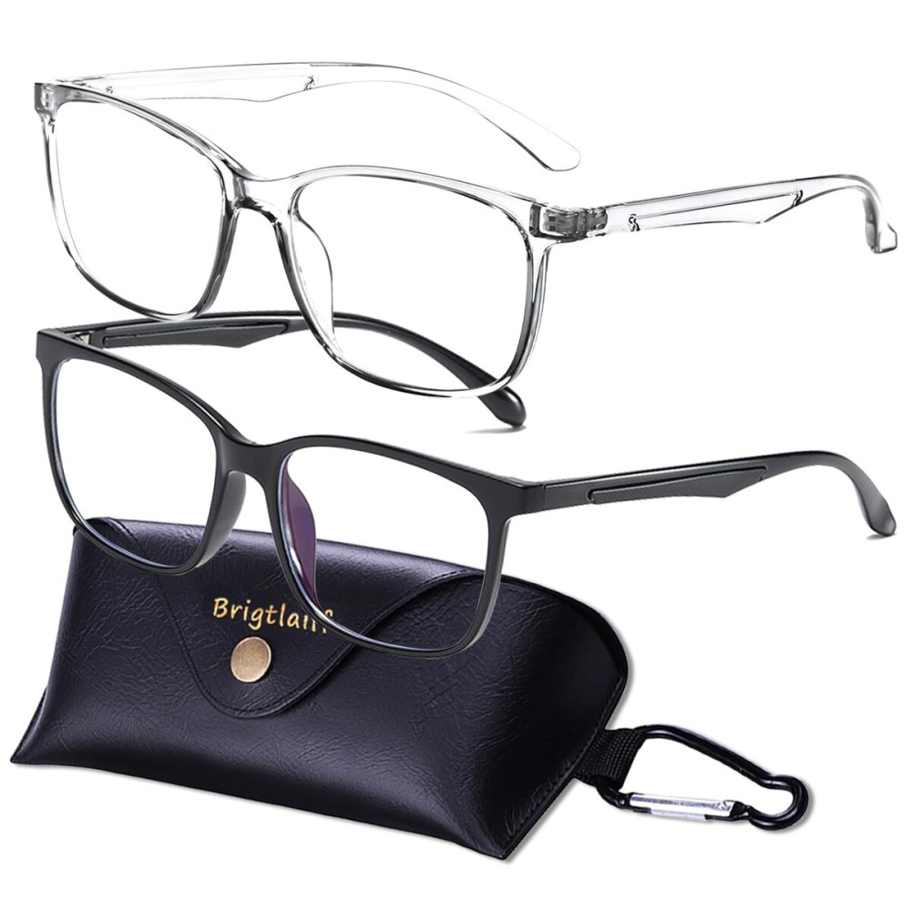Brigtlaiff Blue Light Blocking Glasses for Women & Men, Anti Eyestrain Computer Glasses for Gaming & Reading, Lightweight Retro Frame for Screen Time (Black+Clear)