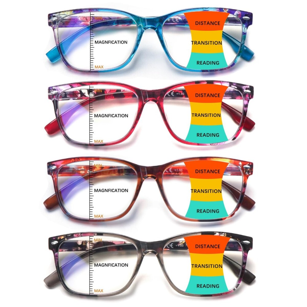 CLASAGA Progressive Multifocus Reading Glasses for Women,Blue Light Blocking Spring Hinge Fashion Pattern Print Computer Readers (pattern design-5, 1.75, x)