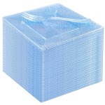 DaYammi 100Pcs Blue Glitter Dessert Plates Including 50Pcs Appetizer Plates 6 and 50Pcs Plastic Forks 5.7,Blue Plastic Square Plate for Party,plastic Salad Plate and Cake Forks for Wedding Birthday