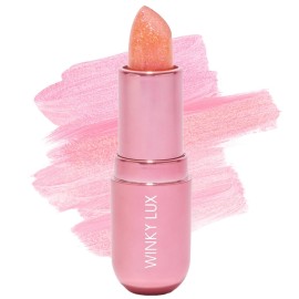 Winky Lux Pink Opal Glimmer Balm - Nourishing pH Lip Balm with Color Changing Pink Tint with Shimmer, Hydrating Ceramides Soften Lips, Raspberry Vanilla Scent