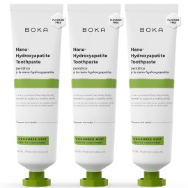 Boka Fluoride Free Toothpaste, Nano Hydroxyapatite Toothpaste, Appropriate for Sensitive Teeth - for Adult, Kids Oral Care - Cucumber Mint Flavor, 4 Fl Oz 3Pk US Manufactured