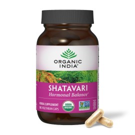 ORGANIC INDIA Shatavari Capsules - Herbal Supplement, Supports Hormonal Balance, Immune System Support, Vegan, Gluten-Free, USDA Organic, Supports Reproductive Health - 180 Capsules