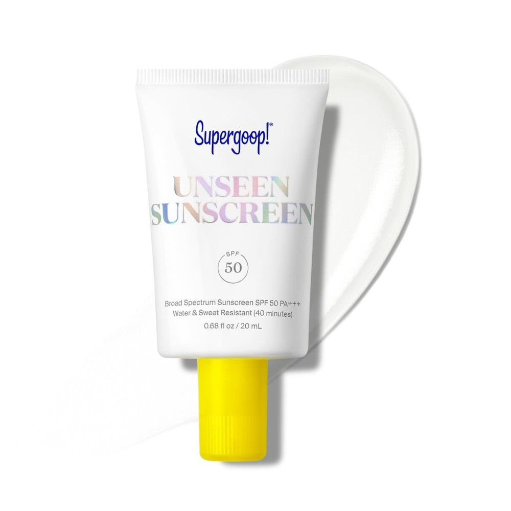 Supergoop! Unseen Sunscreen - SPF 50 - Clear & Invisible Face Sunscreen + Broad Spectrum + Makeup-Gripping Primer - Weightless, Scentless, Oil Free - For All Skin Types & Tones - 0.68 fl oz