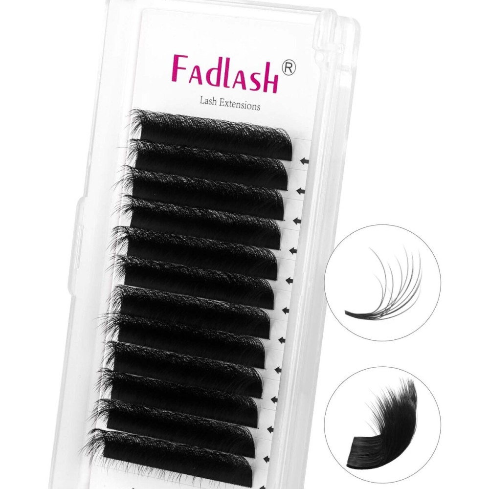 FADLASH Easy Fan Lash Extension 3D Effect Fluffy Rapid Volume Three Layers Easy Fan 2D~10D Eyelash Extensions Automatic Blooming Easy Fan Lashes D Curl (0.05D 14-18mm Mixed)