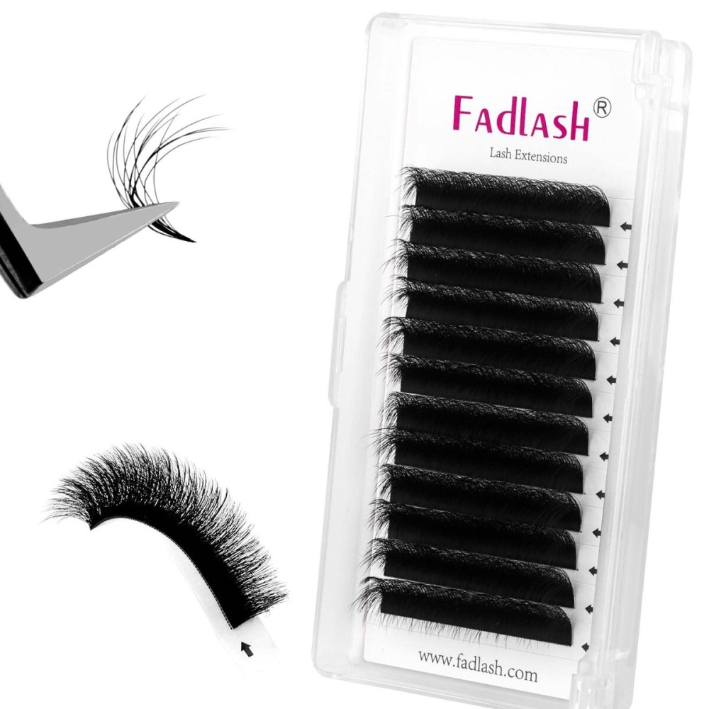 FADLASH Easy Fan Lash Extension 3D Effect Fluffy Rapid Volume Double Layers Easy Fan 2D~10D Eyelash Extensions Automatic Blooming Easy Fan Lashes D Curl (0.05D 8-13mm Mixed)
