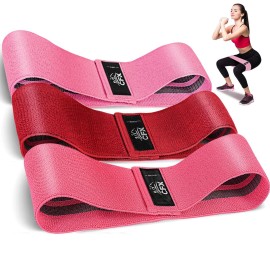 CFX Resistance Bands Set, Exercise Bands with Non-Slip Design for HIPS & Glutes, 3 Levels Workout Bands for Women and Men, Booty Bands for Home Fitness, Yoga, Pilates (Red Set)