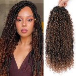 8 Packs Goddess Faux Locs Crochet Hair for Black Women, Long Goddess Locs Crochet Hair, Boho Style, River Locs with Curly Ends (18Inch, OT30, 8Packs)