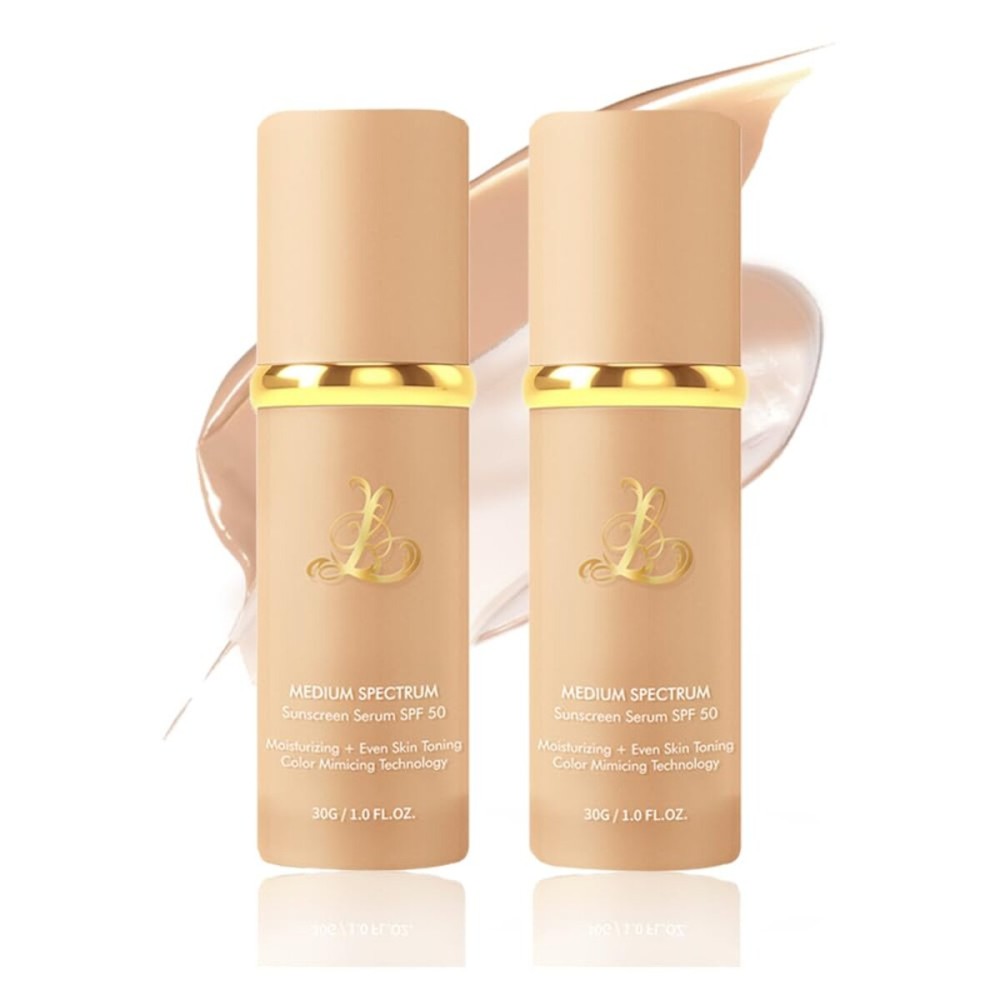 Foundation 4 in 1 - Color Changing Foundation, Medium Spectrum with SPF 50, Hypoallergenic Hydrating Liquid Concealer, Long-lasting & Waterproof Natural Finish - 1.06 fl oz - 2 Pack