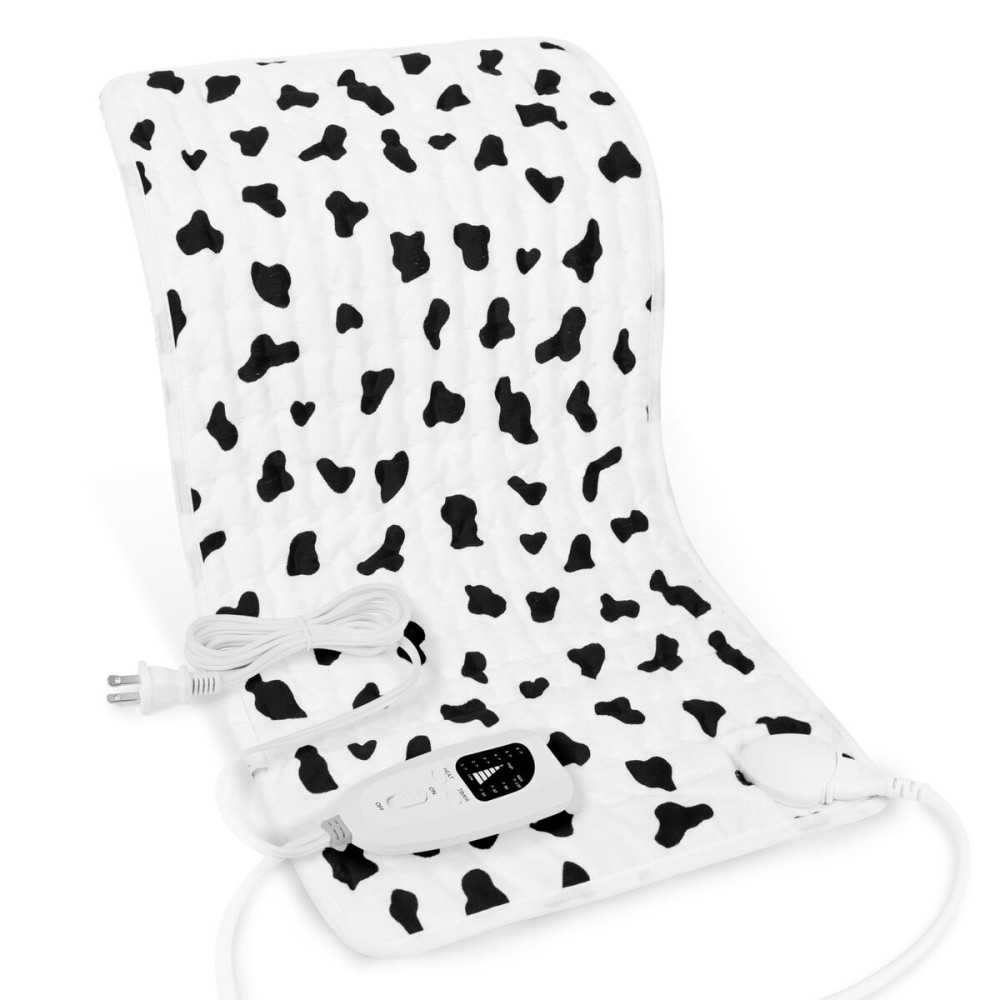 Deepsoon Heating Pad,Electric Heating Pads for Back,Neck,Abdomen,Moist Heating Pad for Shoulder,Knee,Arms,Legs,Dry/Moist Heat & Auto Shut Off,Christmas Gifts for Men and Women,White Black,24x12 Inch