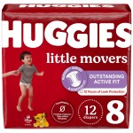 Huggies Size 8 Diapers, Little Movers Baby Diapers, Size 8 (46+ lbs), 12 Ct, Packaging May Vary