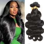 Human Hair Bundles 12A Body Wave 100% Unprocessed Brazilian Virgin Hair 3 Bundles Human Hair Body Wave Quick Weave Extensions Natural Black 18 20 22 Inch