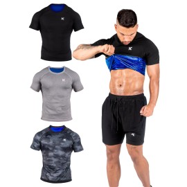 Kewlioo Men\'s Sauna Suit Shirt - Heat Trapping Sweat Compression Vest, Shapewear Top for Men, Sweat More & Look Great, Gym Workout Exercise Versatile Heat Shaper Jacket (Multicolor, L)