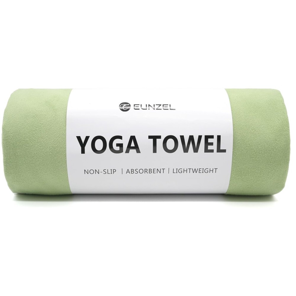 Eunzel Hot Yoga Towel Non Slip Yoga Mat Towel Non-Slip Sweat Absorbent Microfiber Towel for Hot Yoga, Pilates and Workout 72 x 26.5, Olive