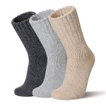 Velice Women Wool Socks Thick Thermal Hiking Warm Winter Crew Cushion Cozy Work Boot Socks 5 Pairs(3 Pairs Dark Grey/Khaki/Light Grey)