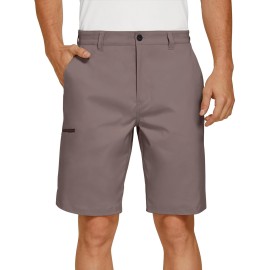 PULI Men\'s 10 Inseam Stretch Golf Shorts Casual Lightweight Quick Dry with Pockets for Hiking Travel Mocha 34