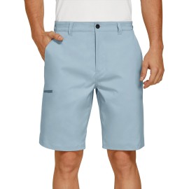 PULI Men\'s 10 Inseam Lightweight Golf Shorts Quick Dry Stretch Casual with Pockets for Travel Hiking Light Blue 32