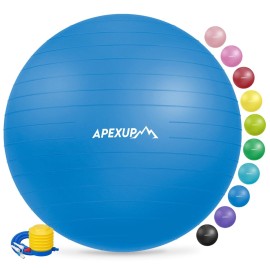 APEXUP Yoga Ball Exercise Ball Anti Slip Heavy Duty for Fitness, Balance & Core Workout (XXL(31~34) 85cm, Blue)
