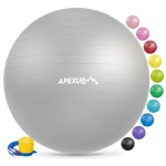 APEXUP Yoga Ball Exercise Ball Anti Slip Heavy Duty for Fitness, Balance & Core Workout (XXL(31~34) 85cm, Silver)