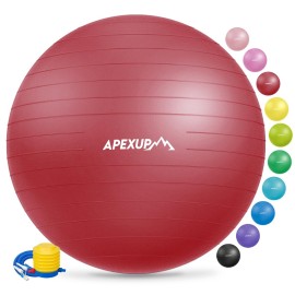 APEXUP Yoga Ball Exercise Ball Anti Slip Heavy Duty for Fitness, Balance & Core Workout (XXL(31~34) 85cm, Red)