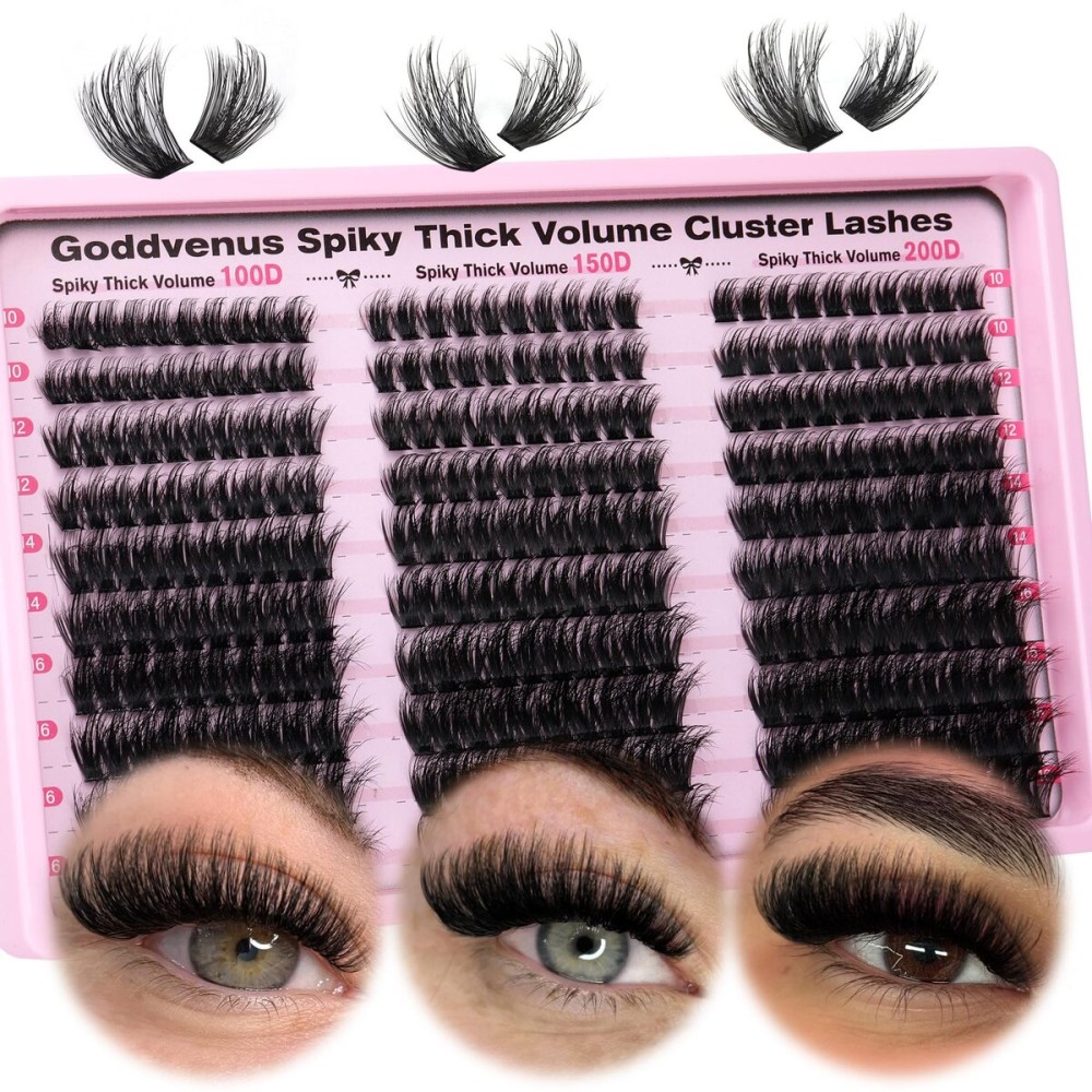 Goddvenus Fluffy Lash Clusters 100-150-200D Volume Eyelash Clusters 10-16mm Wispy Individual Lashes D Curl Cluster Eyelash Extensions 300pcs DIY Lash Extensions(D Curl 300pcs)