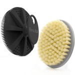 Body Scrubber 2 Pack, BEAUTAIL Shower Bath Brush, 1 Pack PP Body Brush Gray and 1 Pack Silicone Body Scrubber Black, Gentle Exfoliating for Women Men Baby Sensitive Skin