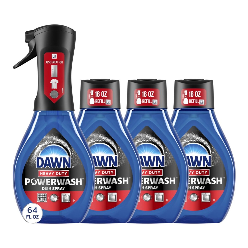 Dawn Powerwash Heavy Duty Dish Spray All-Purpose Cleaner and Degreaser, 64oz, 1 Starter Kit + 3 Refill