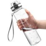 OLDLEY Water Bottle, 32oz Motivational Sports Water Bottle with Time Marker - Times to Drink - Tritan, BPA Free, Wide Mouth Leakproof,Capacity Clear