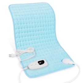Deepsoon Heating Pad,Electric Heating Pads for Back,Neck,Abdomen,Moist Heating Pad for Shoulder,Knee,Arms,Legs,Dry/Moist Heat & Auto Shut Off,Christmas Gifts for Men and Women,Light Blue,24x12 Inch