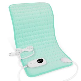 Deepsoon Heating Pad,Electric Heating Pads for Back,Neck,Abdomen,Moist Heating Pad for Shoulder,Knee,Arms,Legs,Dry/Moist Heat & Auto Shut Off,Christmas Gifts for Men and Women,Light Green,24x12 Inch