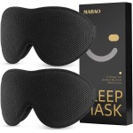 MABAO 2 Packs Sleep Mask for Side Sleeper, Eye Mask for Sleeping Women Men, 3D Contoured Cup No Eye Pressure 100% Light Blocking Sleeping Mask with Adjustable Strap Night Blindfold Flight, Nap, Black