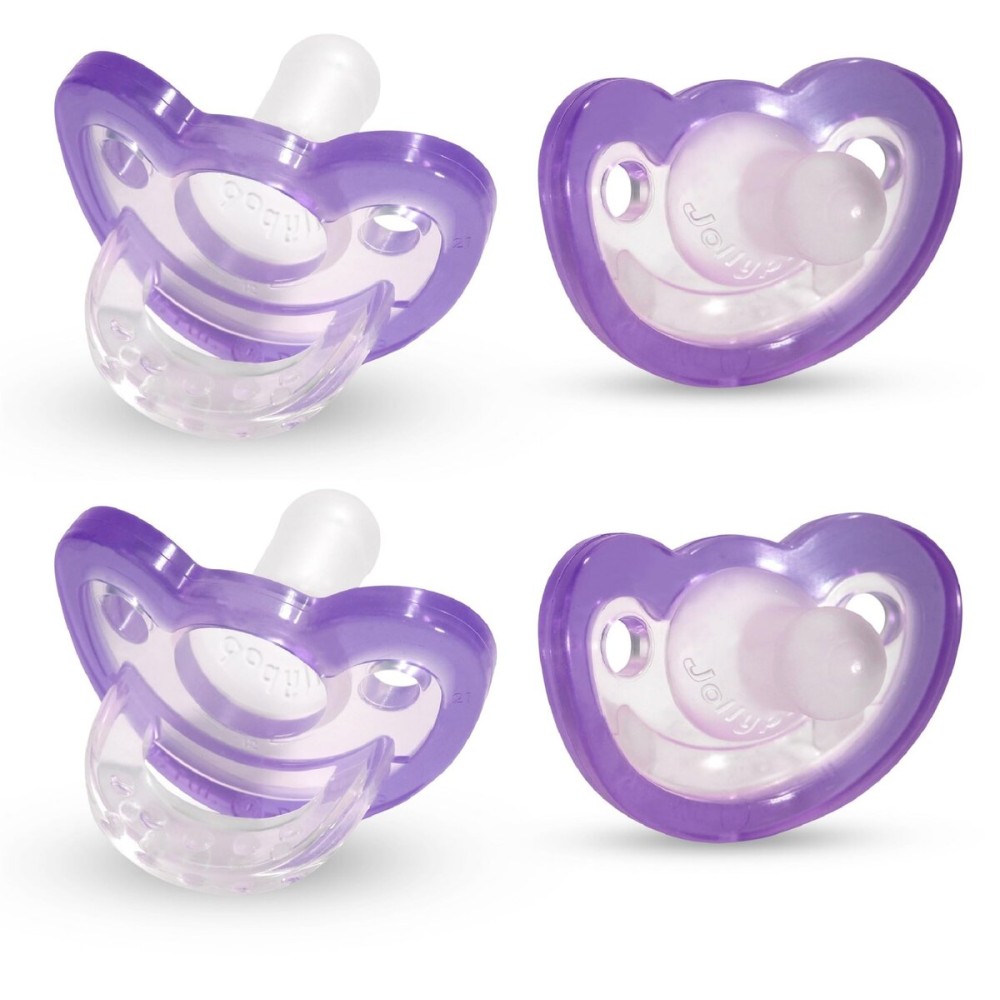 RaZbaby Jollypop Pacifier for Babies 3 Months and Up, USA Made, Natural Shaped Orthodontic Binky, Lovingly Shared in NICUs & Hospitals Worldwide, Medical-Grade 100% BPA-Free - 4 Pack - Lavender