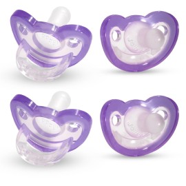 RaZbaby Jollypop Pacifier for Babies 3 Months and Up, USA Made, Natural Shaped Orthodontic Binky, Lovingly Shared in NICUs & Hospitals Worldwide, Medical-Grade 100% BPA-Free - 4 Pack - Lavender