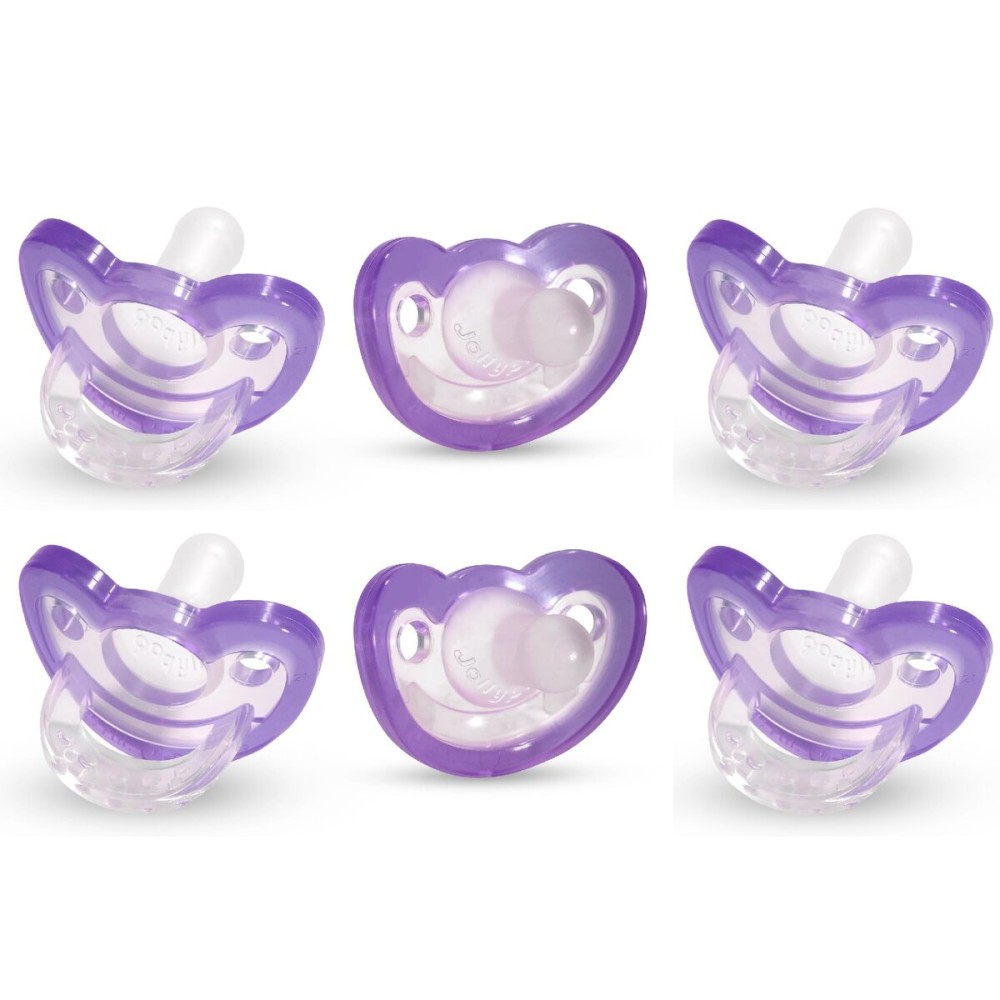 RaZbaby Jollypop Pacifier for Newborns & Up, USA Made, Natural Shaped Orthodontic Binky, Lovingly Shared in NICUs & Hospitals Worldwide, Medical-Grade 100% BPA-Free - 0-3 Months, 6 Pack - Lavender