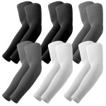 YESLIFE 6 Pairs UV Sun Protection Arm Sleeves for Men & Women, UPF 50 Sports Sleeve, Sleeves to Cover Arms (2 Black, 2 White, 2 Dark Grey)