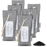 CLEVAST 6 Pack Activated Bamboo Charcoal Air Purifying Bags(6x60g), Natural Fresh Odor Absorber, Deodorizer and Moisture Eliminator, Air Purifier Bags for Home, Closet, Shoes, Car Air freshener