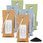 CLEVAST 6 Pack Bamboo Charcoal Air Purifying Bags(6x60g), Activated Natural Home Odor Absorber, Deodorizer and Moisture Eliminator, Purifier for Closet, Shoe, Car Air freshener, Pet Safe