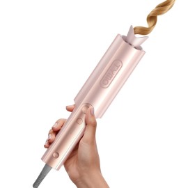 Upgraded Automatic Rotating Curling Iron - TYMO CurlPro Plus Long Barrel Curling Wand for Long Hair, Ceramic Hair Curler for Women, Anti-Scald, Tangle-Free, 600M Ionic, Dual Voltage,Gold Blush, 1 Inch