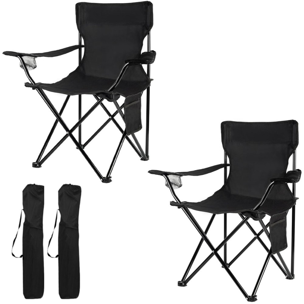 Damei century Folding Camping Chairs- Lightweight, Portable Chair for Beach, Lawn, Outdoor Sports, 2PCS Black