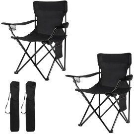 Damei century Folding Camping Chairs- Lightweight, Portable Chair for Beach, Lawn, Outdoor Sports, 2PCS Black