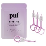PUL Pack of 4 Reusable 2-in-1 Aligner Seating Chewie & Removal Tool - Compatible with Invisalign, Removable Braces, Retainers & Trays - Easy-to-Use Remover & Chew, Dental & Oral Hygiene Care - Purple