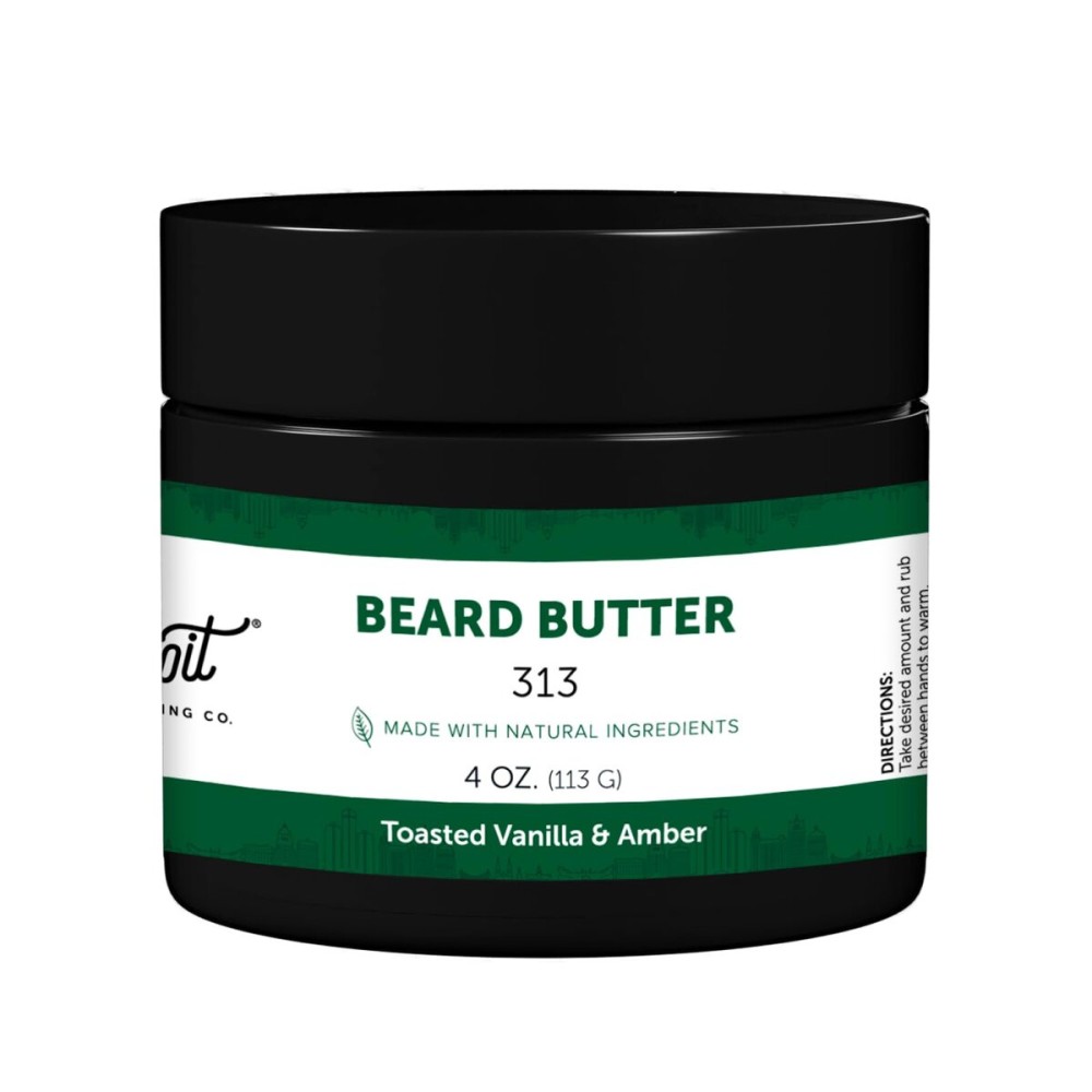 Detroit Grooming Co. Beard Butter for Men | Softens, Thickens & Hydrates with Safflower Oil & Shea Butter | 313 Scent, 4oz
